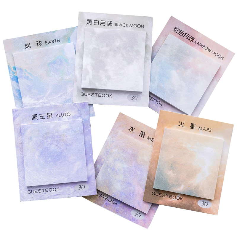 

1 Pcs Creative Cute Space Planet Series Decoration Memo Pad Sticky Student Novelty Kawaii Gift Office School Supplies Stationery