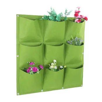 

9 Pockets Degradable Vertical Hanging Wall Garden Plant Grow Bag Planter Container 71*71cm in Garden Balcony Living Room