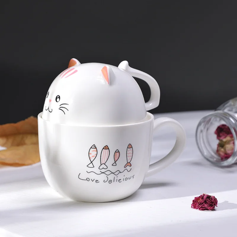 Новая креативная керамическая чашка с милым мультяшным котом, чашка для кофе, молока, чая, пара, личная чашка для девушек, кофе, молоко, чай, питье, хороший подарок, чашка