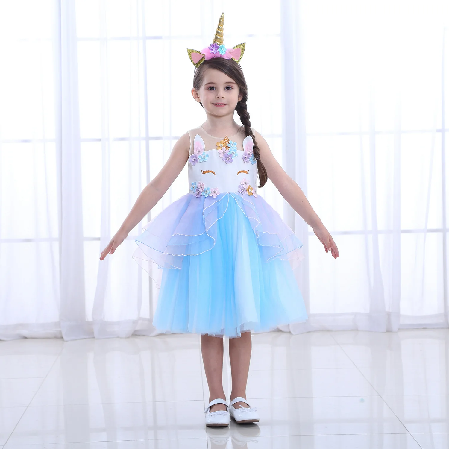 2019 Easter Girls Dress 2Pcs Kids Dresses For Unicorn Party Toddler Cosplay Princess 2 3 4 5 6 7 8 9 10 Year | Детская одежда и