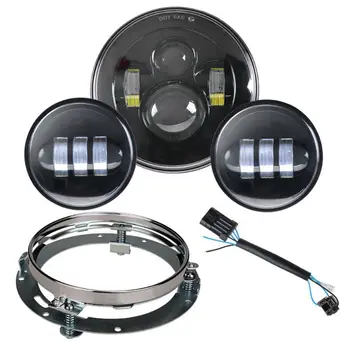 

7inch Motorcycle LED Headlight Assembly+7inch Trim Ring+2PCSX30W 4.5inch LED Passing Light for Softail Touring