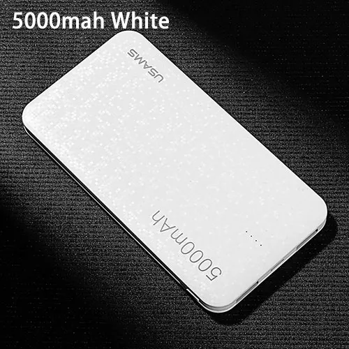 5000mah White Внешний аккумулятор USAMS Mosaic ультра тонкий 5000 мАч Внешний аккумулятор для мобильного телефона iPhone - Цвет: 5000mah White