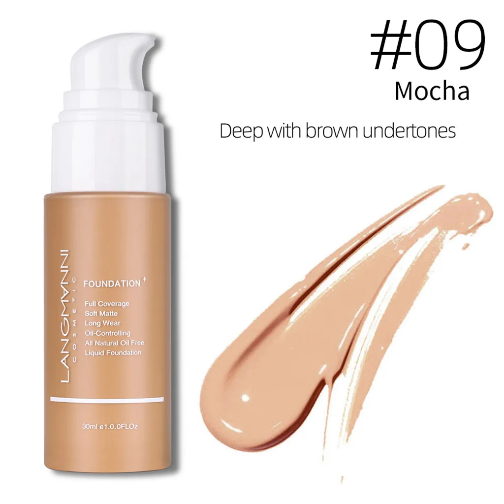 Base Face Liquid Foundation Cream Full Coverage Concealer Oil-control Easy to Wear Matte Soft Face Makeup Foundation 30ml FD