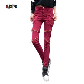 

2019 New Spring Fashion Women`s Harem Jeans Punk Style Women Jeans With Zippers Skinny Slim Fit Pencil Denim Pants