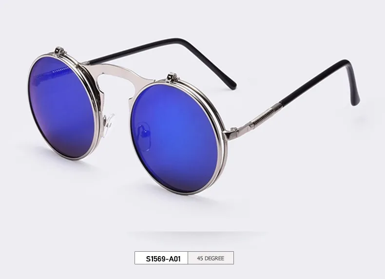 AOFLY Vintage Steampunk. Стильные мужские и женские солнцезащитные очки унисекс, в стиль ретро-панк, в круглом дизайне, в металлической оправе и зеркальными линзами, защита от УФ лучей