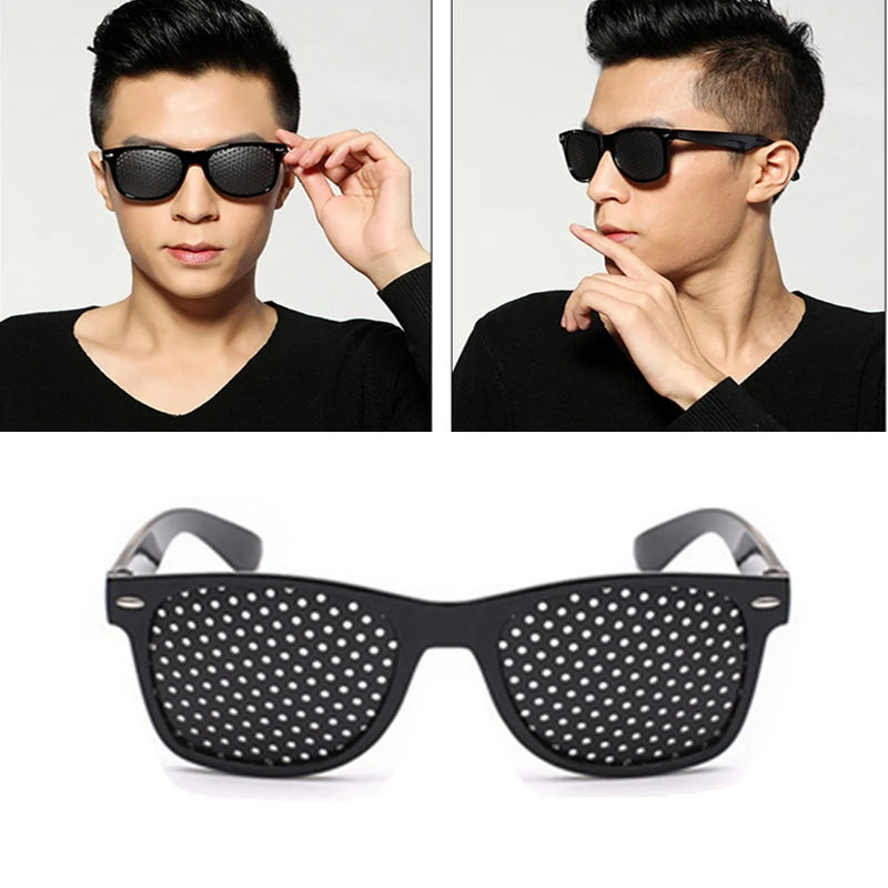 Black Vision Care Pin hole Eyeglasses Unisex Anti myopia Eyesight