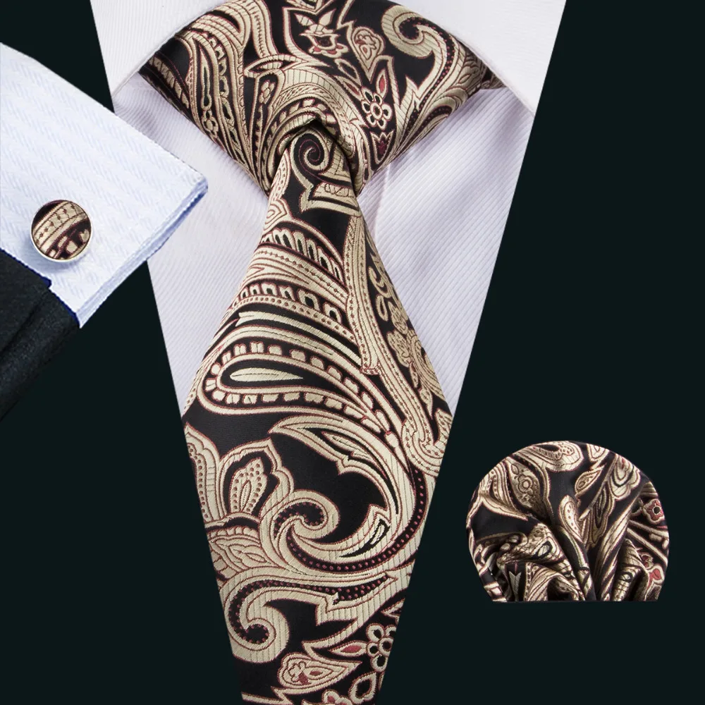 

LS-1621 Barry.Wang 2017 Men`s Tie 100% Silk Jacquard Woven Necktie Hanky Cufflinks Sets For Formal Wedding Business Party