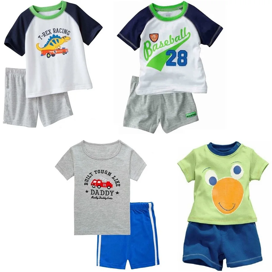 2021 Newest Baby Boy Clothes Suits 100% Cotton Children T-Shirts Shorts Pants 2 3 4 5 6 7 Years Sleeved Tee Shirts Panties 2pcs |