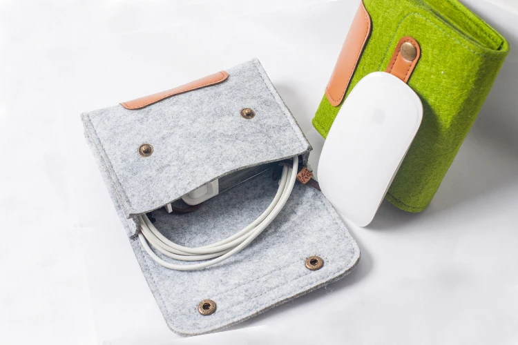 Новая модная фетровая сумка для хранения, серый, зеленый цвет, мини-сумка для внешнего аккумулятора, органайзер для мыши, органайзер для путешествий, электронные гаджеты, Органайзер