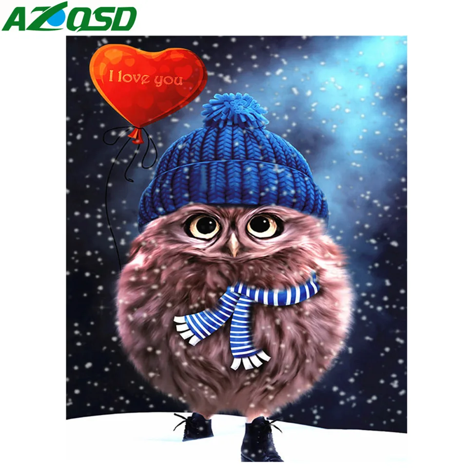 

AZQSD 5d Diamond Painting Animal Diamond Mosaic Owl Cross Stitch Home Dedcor Picture Of Rhinestones Handmade Gift Needlework
