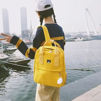 

Fashion Women Korean Style Backpack for School Teenagers Girls Stylish School Bag Ladies Canvas Fabric Backpack Female Bookbag