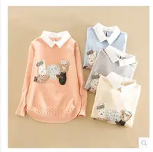 Children s clothing female child sweater 2016 spring and autumn child pullover child sweater turn down