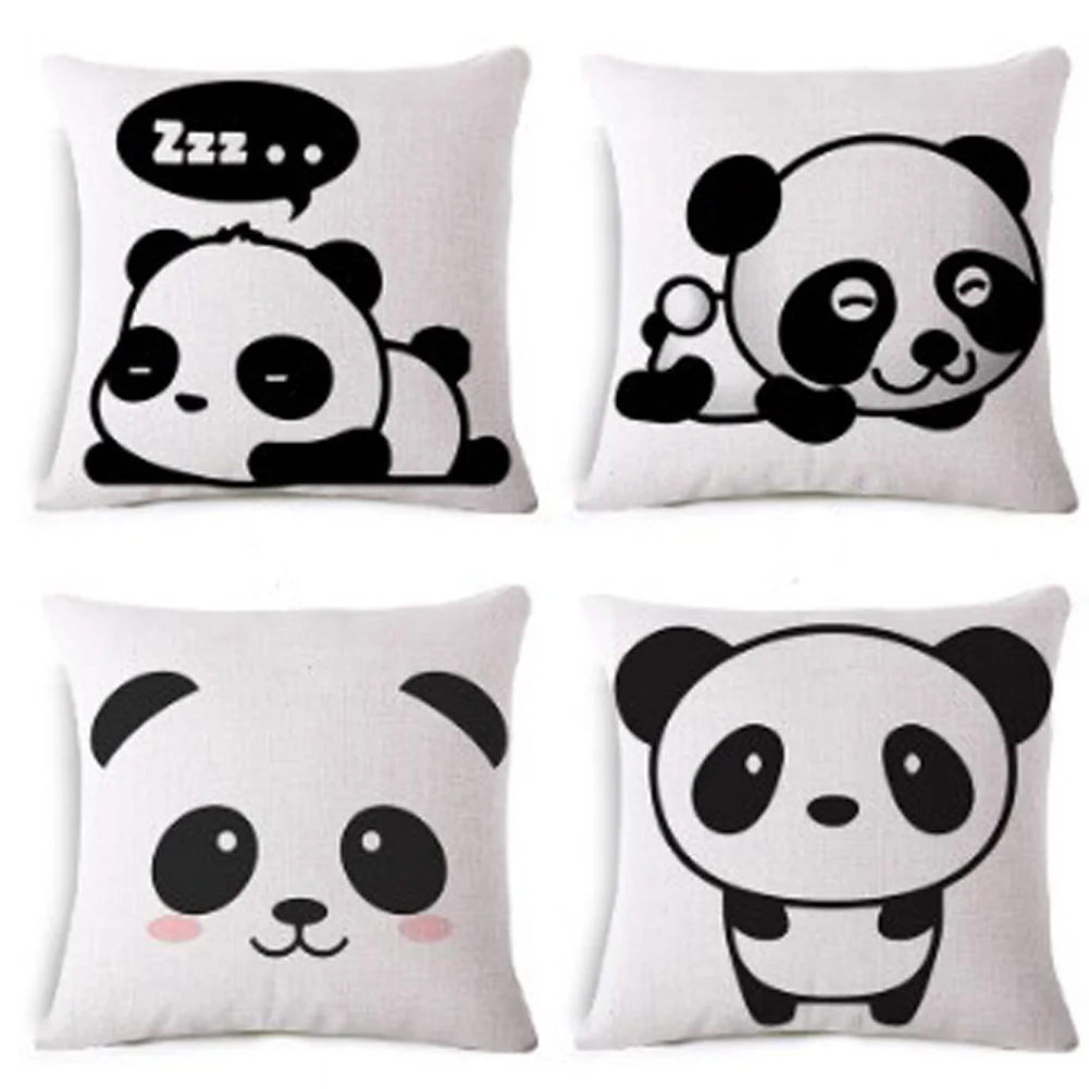 

1PC Lovely Panda Cushion Cover Cotton Linen Blend Pillow Case For office/bedroom/chair seat Cushion Cover 45cm Home Textile