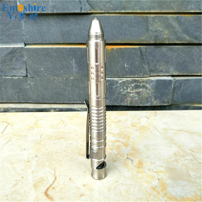 Emoshire Stainless steel whistle tactic pen tungsten steel defense pen assault pen anti-wolf survival key pen broken window pen attack head (6)