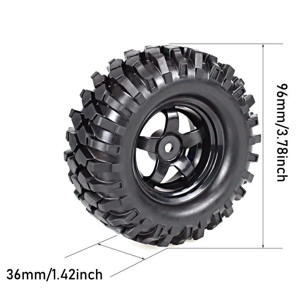 4 шт. 1," резиновые шины и колесные диски OD 96 мм для 1/10 RC комплект автомобильных принадлежностей для передней и задней оси SCX10 D90 F350