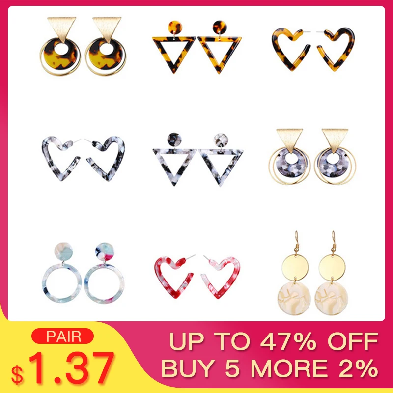 

Shuangr 14 Styles Fashion Geometric Dangle Earring For Women Vintage Resin Acrylic Drop Earring Brincos Statement Female Jewelry