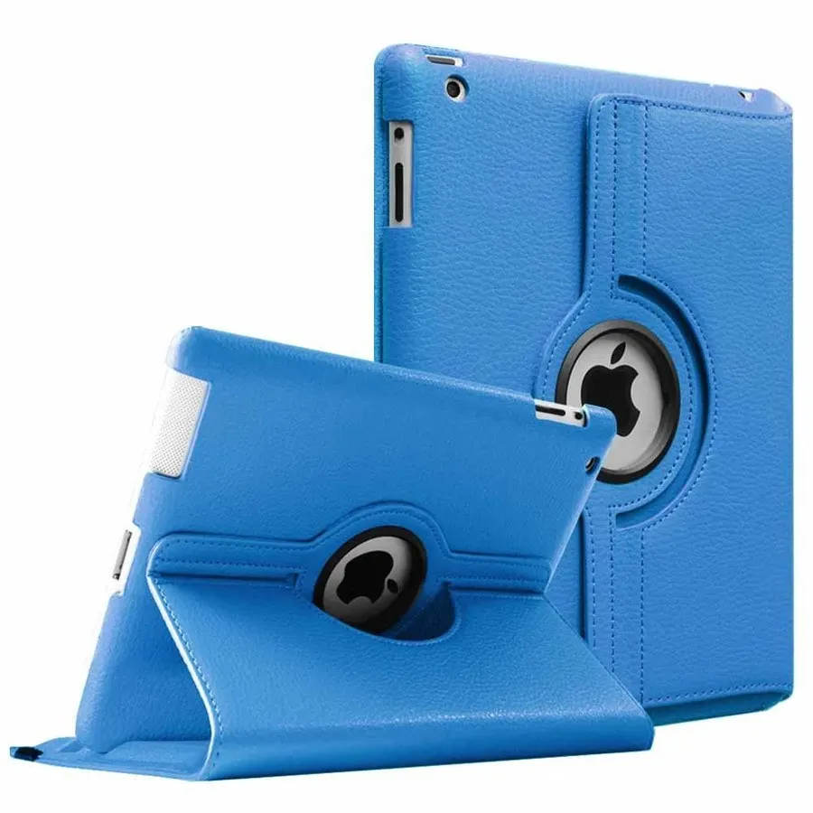 360 градусов вращающийся из искусственной кожи с откидной крышкой чехол для iPad 2/3/4 Чехол подставка чехол s Смарт планшет A1395 A1396 A1416 A1430 A1458 A1460 - Цвет: sky blue