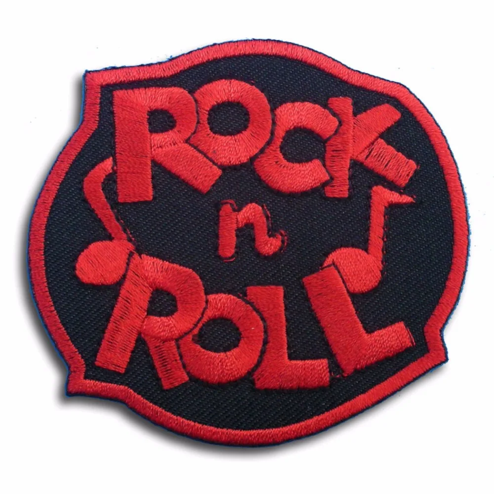 

Custom Iron On Embroidered Patch Rock and Roll Music Sew On biker customized with your own design logo factory OEM service
