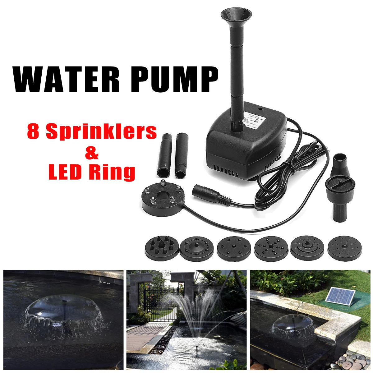 

Fountain Water Pump DC6-24V Garden Outdoor Irrigation Pool Pond for Solar Power