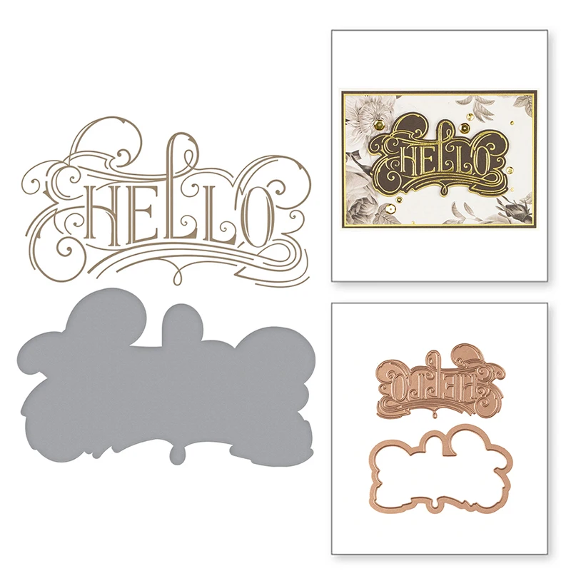 

Hello Letter Words HOT FOIL PLATE Silver Metal Cutting Dies DIY Photo Embossing Die Scrapbooking Stencils Hot Stamping Foil