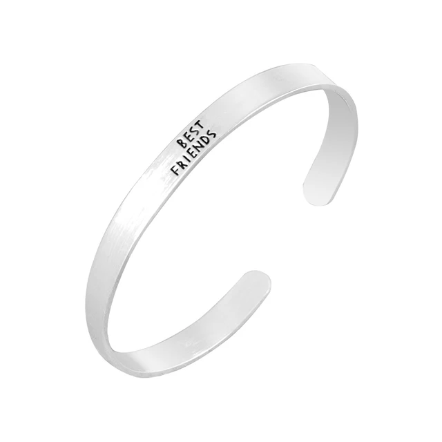 Hand Stamped Friendship Carved Letters Inspiring Best Friends Hand Stamped Friendship Carved Letters Inspiring Best Friends Bangles Stainless Steel Cuff Bracelets For