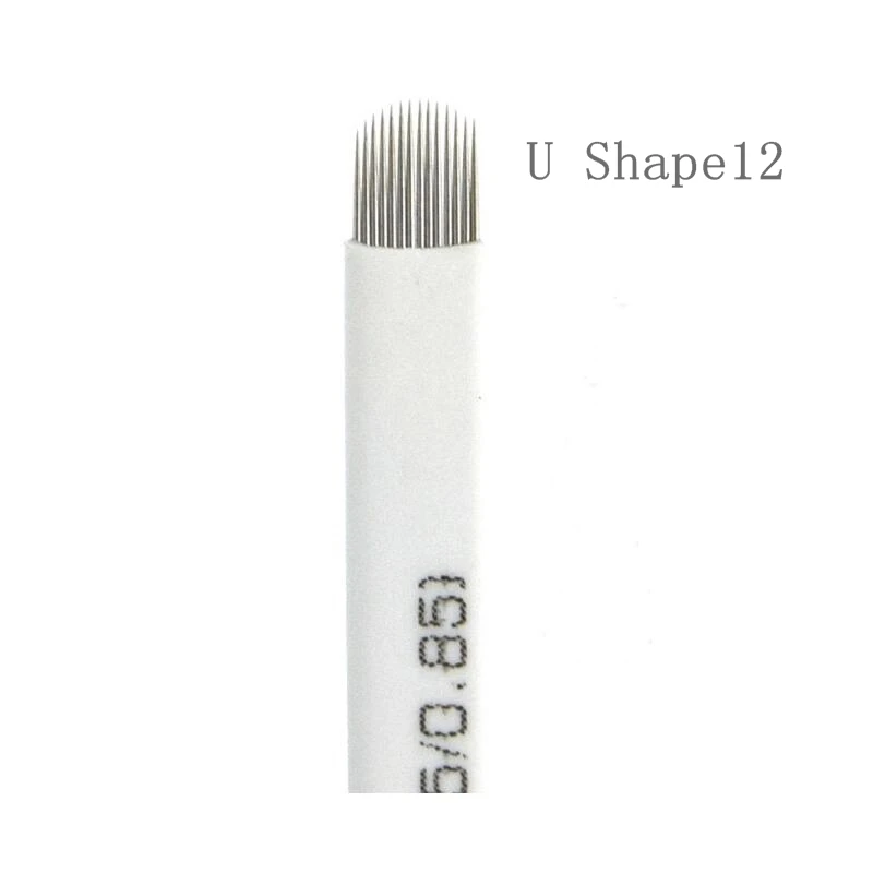 

100PCS White 12 U Shape Microblading 12 pins Needles Eyebrow Tattoo Needles Blade For 3D Permanent Makeup Manual Pen Machine