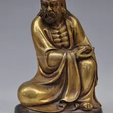 " Китай Буддизм Бронзовый Архат Дамо Бодхидхарма Дхарма Статуя Будды скульптура