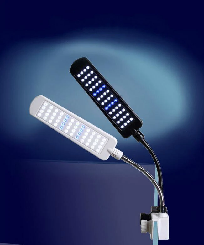 

Black 28 LED Aquarium Fish Tank Clamp Clip Light White Blue Color Lighting