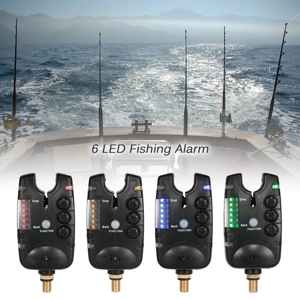 

Lixada 6 LEDs Fishing Alarm Water Resistant Adjustable Tone Volume Sensitivity Sound Alert Fishing Bite Alarm for Carp Fishing
