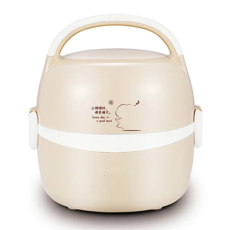 

1.3L Electric Heating Container Mini Rice Cooker Double Insulation Plug Heating Multi-function Cooking Steaming Lunch Box