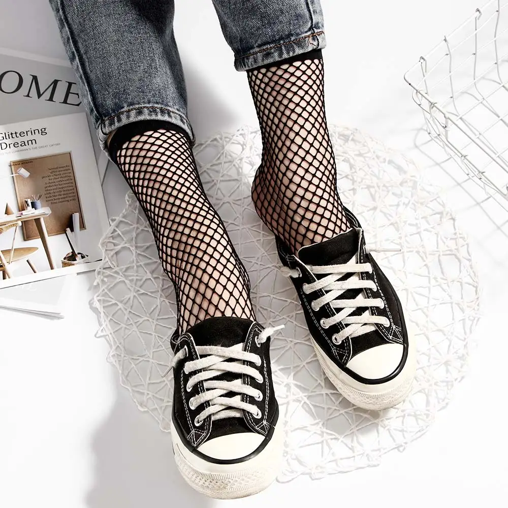 1Pair Fashion Women Girls Lady Sexy Lace Ankle High Fishnet Mesh Net Solid Color Short Crew Summer Breathable Socks Hot Sale