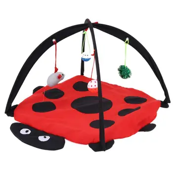 

Foldable Cat Play Mat Activity Tent Multifunction Pet Bed with Hanging Toy Balls
