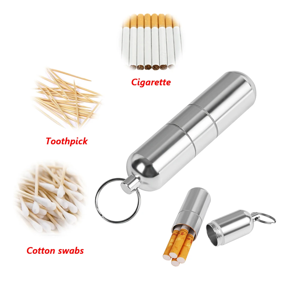 

1PC New Portable Metal Cigarette Case Creative Men Mini Cigarette Toothpick Box Storage Bin Moisture-proof Keychain