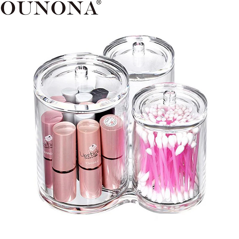 

OUNONA 1pc Cotton Swab Holder Sturdy Clear Acrylic Cosmetics Cotton Ball Swab Makeup Storage Case Box Organizer Container