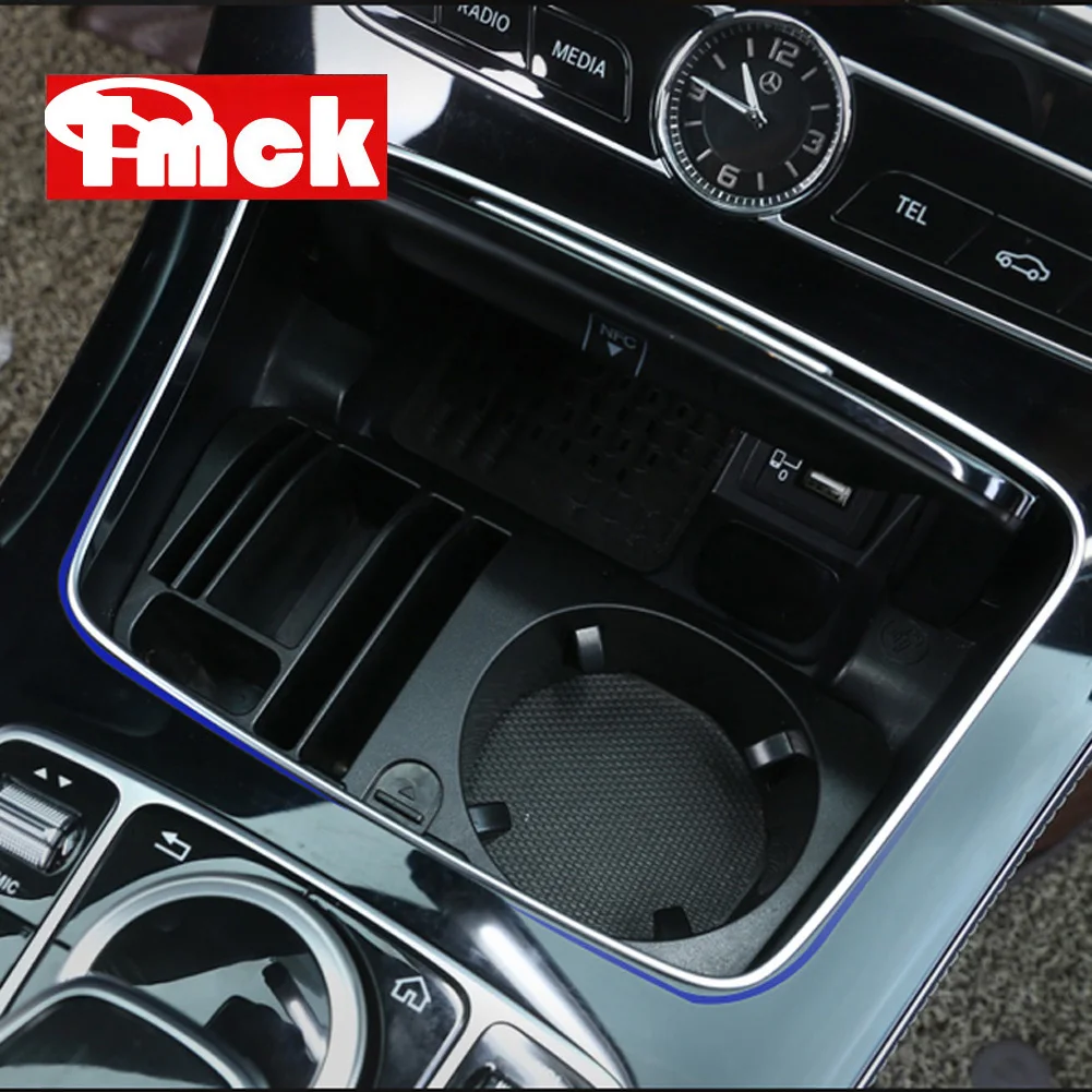 

For Mercedes Benz C E GLC Class W205 W213 X253 ABS Plastic Car Central Console Multifunction Storage Box Cup Phone Tray Holder