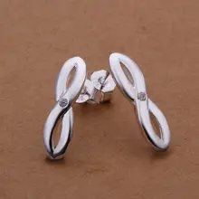Estilo del verano fine silver plated pendientes 925-sterling-silver joyería ” 8 ” aretes de diamantes de imitación para para SE300
