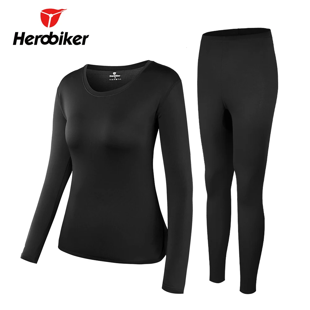 Herobiker النساء صوف مبطن ملابس اخلية حرارية مجموعة الشتاء مطاطا للدراجات النارية التزلج الدافئة طويلة جونز القمصان و قمم أسفل دعوى Herobiker النساء صوف مبطن ملابس اخلية حرارية مجموعة الشتاء مطاطا للدراجات النارية التزلج الدافئة طويلة جونز القمصان و قمم أسفل دعوى