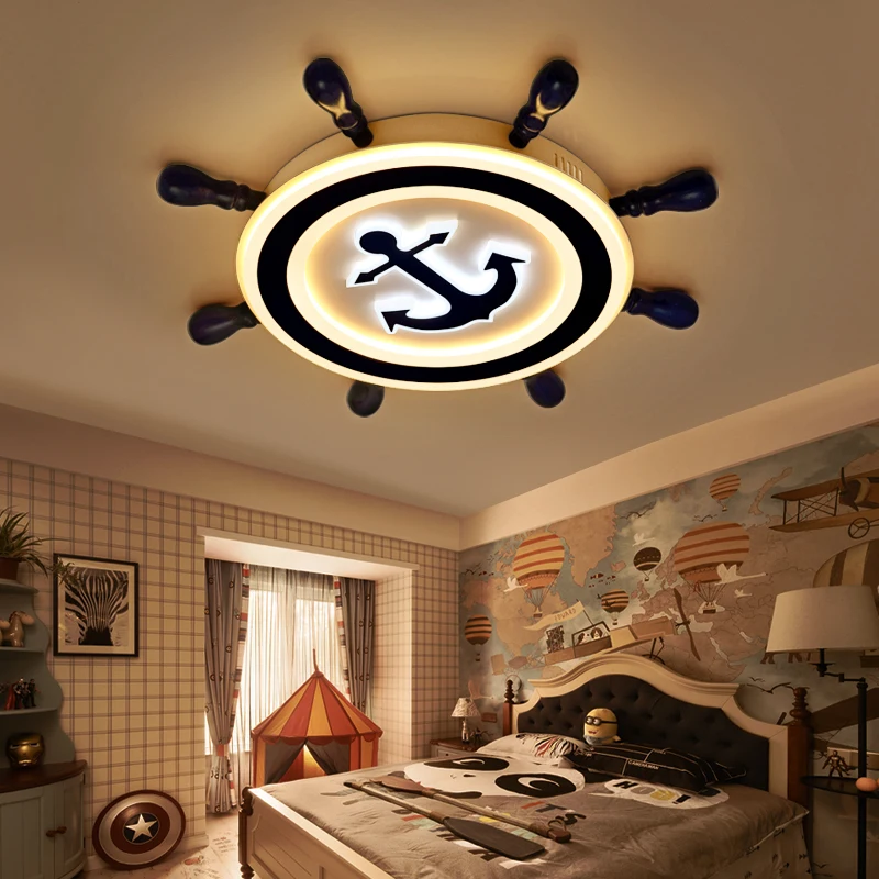 Mediterranean Ceiling Lights originality blue simplified cartoon rudder boy bedroom light baby eye ceiling lamp LU621