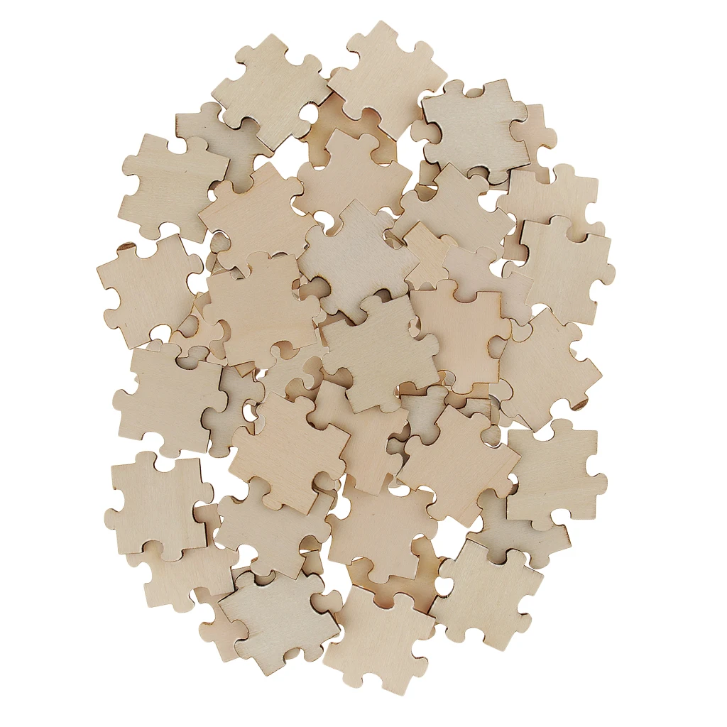 100pcs Unfinished Wood Puzzle Pieces,Freeform Blank Puzzle for Home Decorations