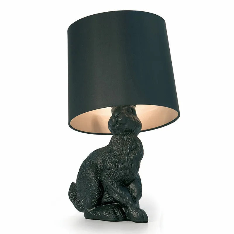 

Resin Black White Rabbit Modern Led Table Lamp Black/White Cloth Lampshade tafellamp Living Room Bedside Deco lighting fixtures