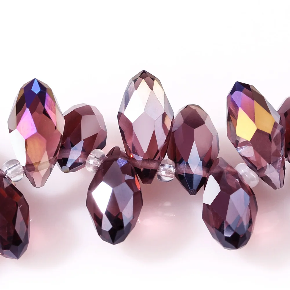 

6*12mm Austria Shiny Purple Waterdrop Crystal Beads for Jewelry Making Eraring Diy Perles Women Faceted Loose Crystal Beads Z093