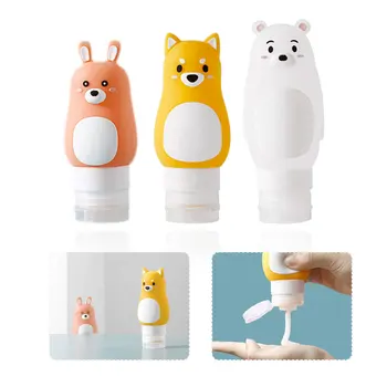 

Yellow Puppy Portable Storage Refillable Bottle Silicone Travel Case Organizer Shampoo Shower Gel Lotion