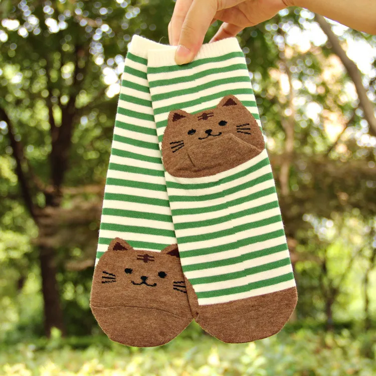 Горячая Распродажа! Знаменитые 3D отпечаток лапы Кошки мультфильм милые носки для женщин Harajuku цветные полосатые носки набор носков до лодыжек meias