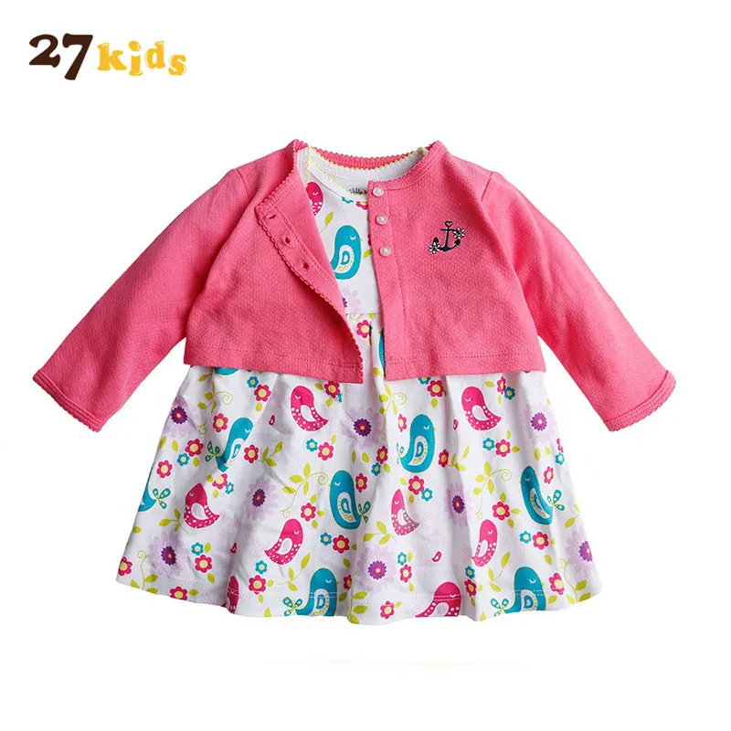 

27Kids Baby Girl Clothes Spring Autumn Clothing Set for Girls Long Sleeve Jacket+Dress 2 pcs Children Clothes Bebes Cotton Suit