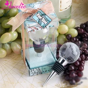 

Free Shipping 50pcs lot World Travel Theme Crystal Globe Wedding Bottle Stopper Wedding Party Favor Return Gifts Wedding Favor