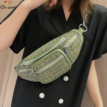 

DORANMI Knitted Waist Bags For Women Plaid Fanny Pack 2019 Crossbody Chest Bag Female Chain Kit Belt Bags Classic Nerka CBB240