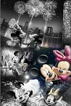 

DIY 5D Diamond Painting Disn Mickey couple Full square Rhinestone Pasted Diamond Embroidery Cross Stitch New year fireworks