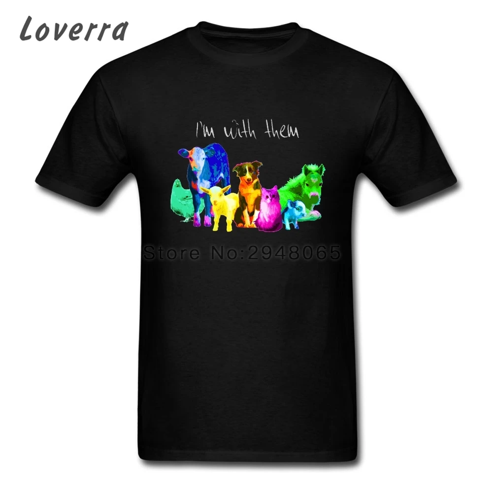 I'm With Them Animal Rights Vegan T Shirt Male O Neck Summer Fitness
