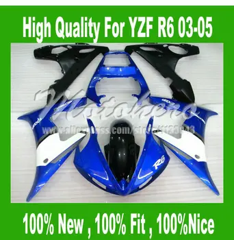 

YZF R6 fairing for Yamaha YZF R6 2003 2004 2005 YZF-R6 YZFR6 03 04 05 fairing kits blue black white #s799kk