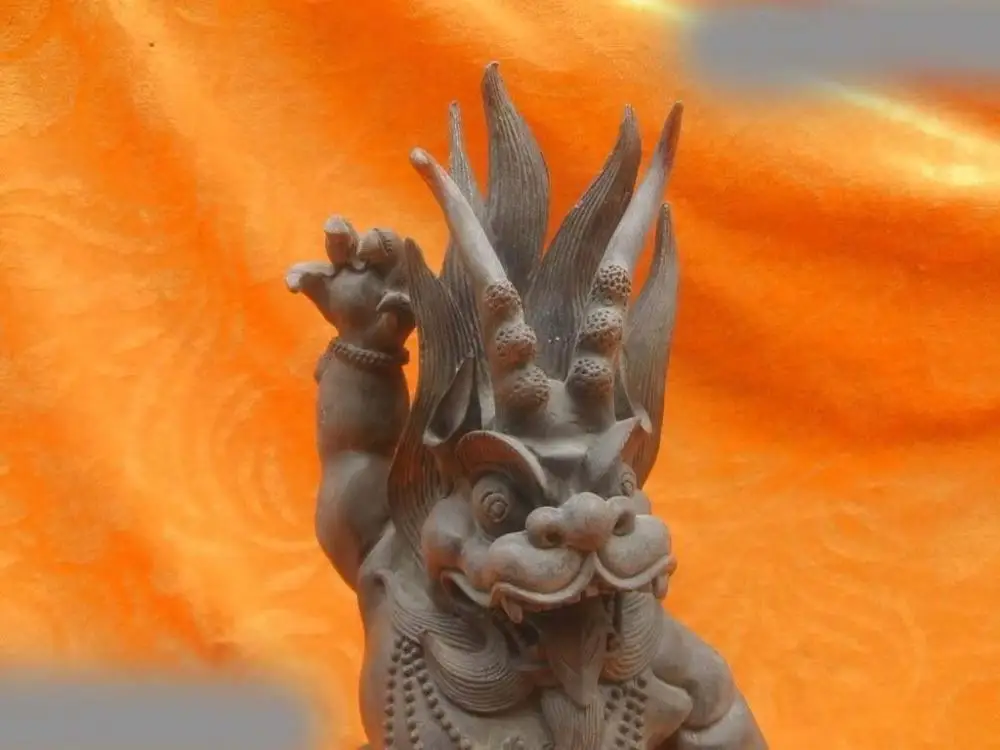 

13" Chinese bronze copper carved beautiful dragon king Buddha Sculpture Statue